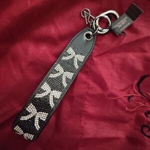 Victoria's Secret Rhinestone Bow Wristlet Strap Keychain NWT